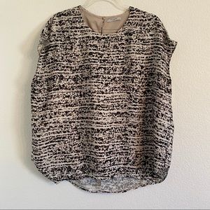 MM LaFleur blouse black brown cream Large